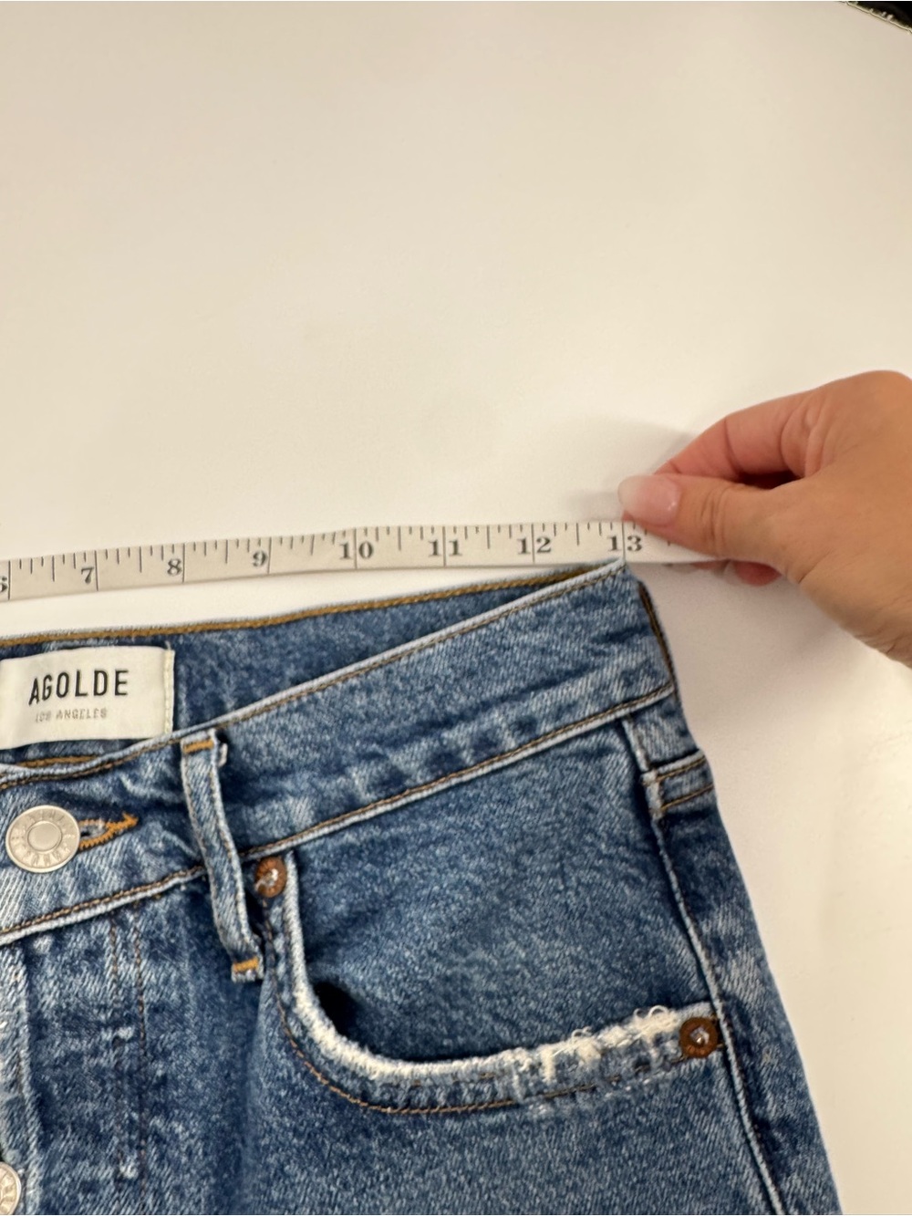 Agolde Riley High Rise Straight Crop Jeans Medium Wash Blue Womens Size 24 - Picture 11 of 13